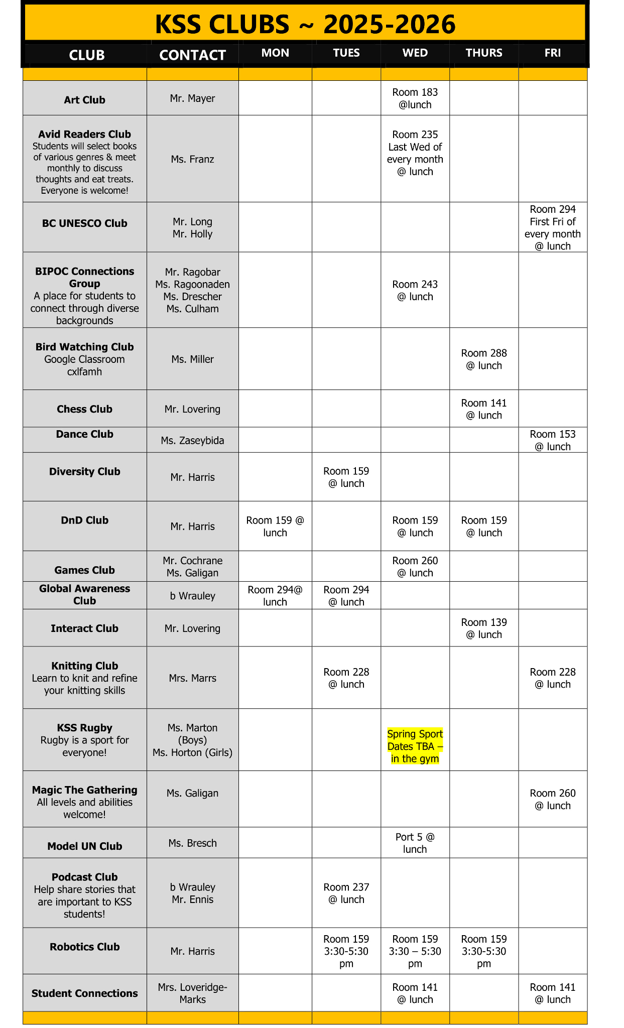 KSS CLUBS 2025 2026 1
